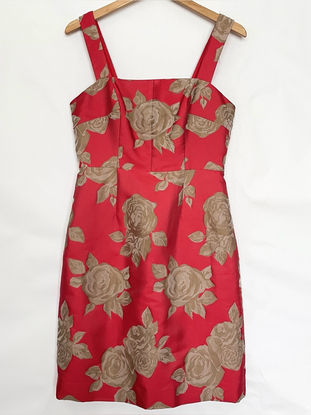 J Crew Collection Hailey Sheath Dress Floral Jacquard Cotton Blend Size 8 Red